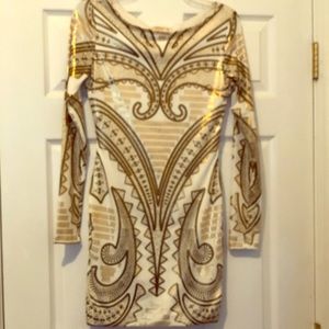 Gold & White Open back dress